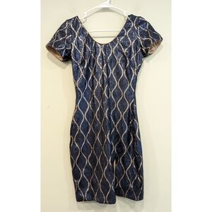 Dress the Population Blue Sequin Dress Size Small